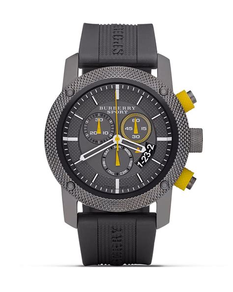 Burberry Watch, Men's Chronograph Gray Rubber Strap 44mm 